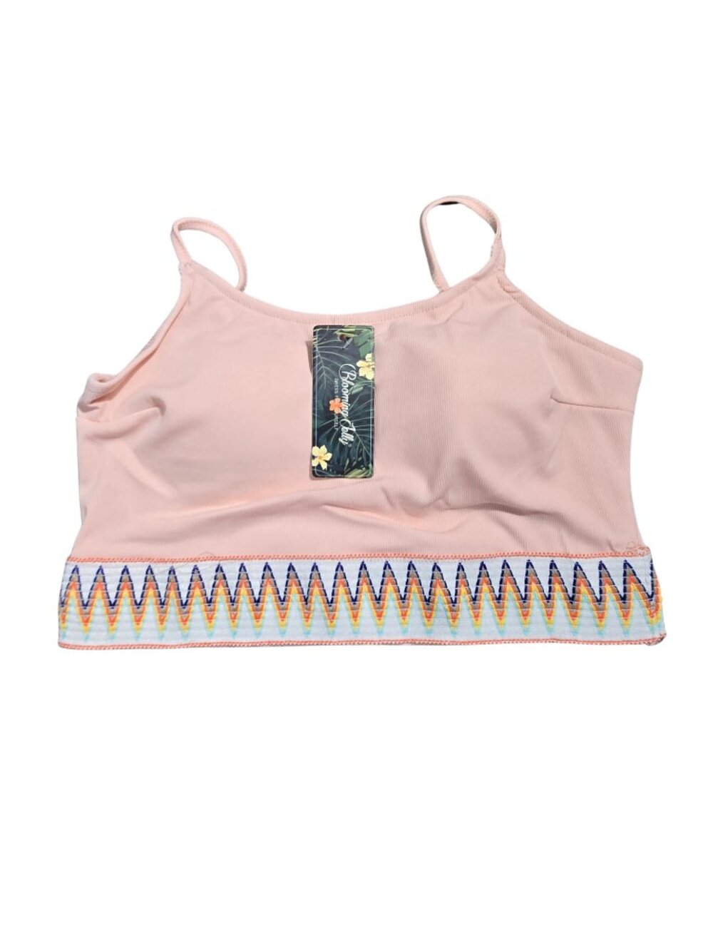 NWT | Blooming Jelly Ribbed Crop Top Chevron Embroidered Hem | XLarge